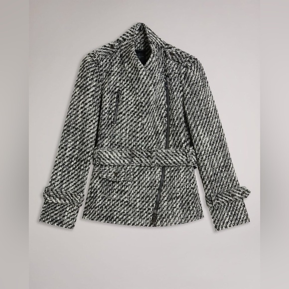 Ted Baker ~ Roseby Belted Wrap Biker Jacket - Picture 8 of 11